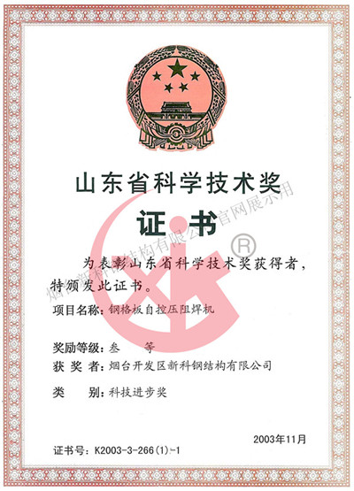 山東省科技進步獎三等獎